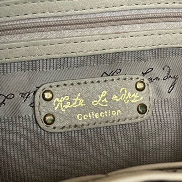 Kate Landry Leather Shoulder/Satchel Cream/Tan Purse Handbag Chain Accents - Picture 2 of 12